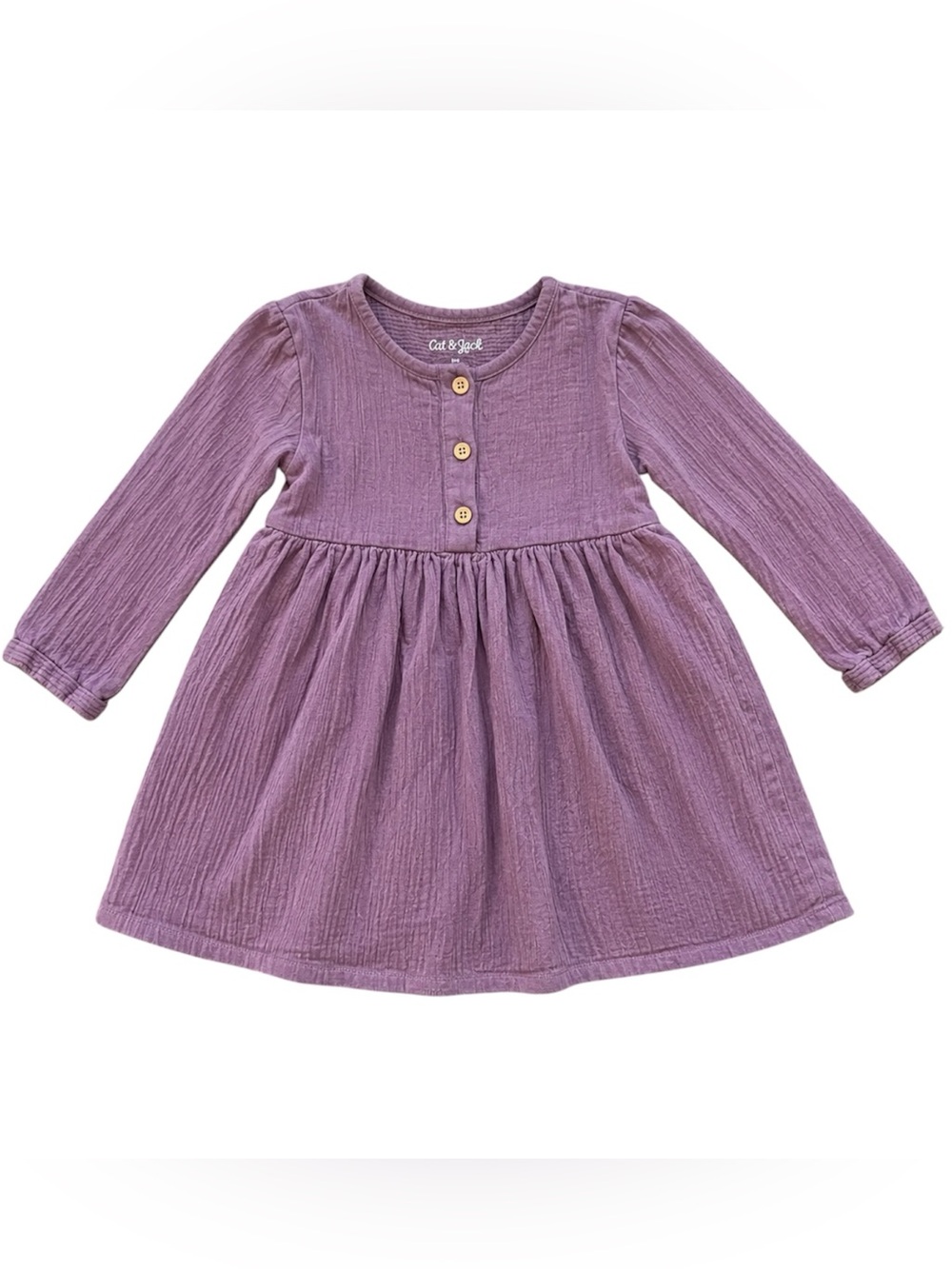 Cat & Jack Purple Long-Sleeve Button-Front Dress Toddler Girl Dress  Size 3T